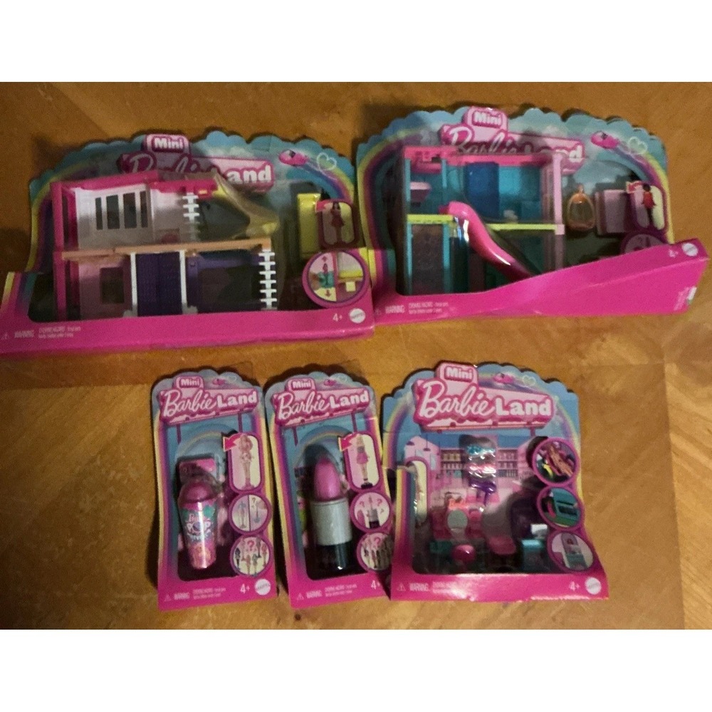 Mini Barbie Land Mystery Lipsticks & Mini Barbie Land Playsets Lot‎ of 5 NEW